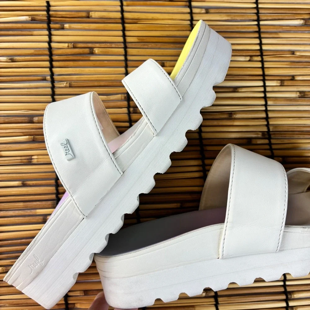 Reef Banded Horizon Hi Platform Sandals Ombre Footbed Off White Straps Womens 10
